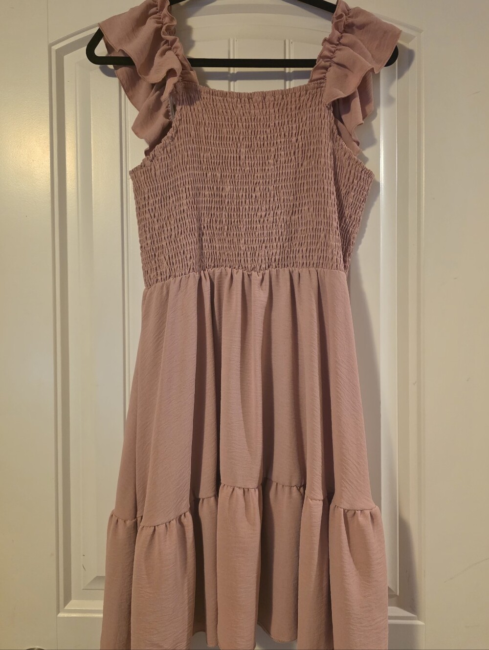 Girls Pink Ruffle-Sleeve Smocked Dress
